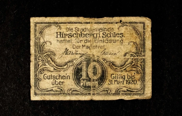 Śląsk, notgeld 10 fenigów, Jelenia Góra 31.03.1920