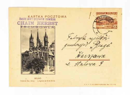 WILNO - KOŚCIÓŁ ŚW. ANNY, SKÓRY, TREMBOWLA / FABRYKA BRAGE, WARSZAWA 1937
