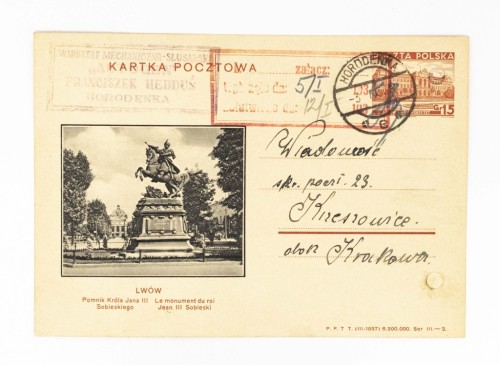 LWÓW - POMNIK SOBIESKIEGO, WARSZTAT AUTOGEN, HORODENKA / KRZESZOWICE 1938