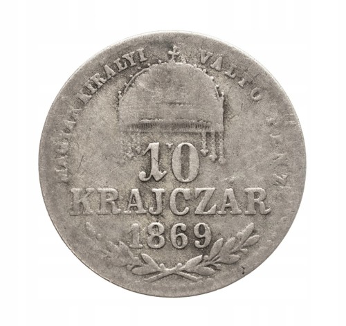 Węgry, Franciszek Józef I, 10 krajcarów, 1869 rok.
