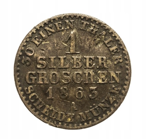 Niemcy, Prusy, Wilhelm I 1861-88, 1 srebrny grosz 1863 A rok.