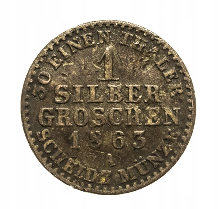 Niemcy, Prusy, Wilhelm I 1861-88, 1 srebrny grosz 1863 A rok.