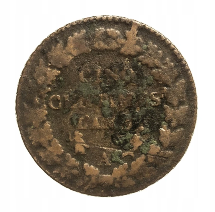 Francja 5 centymów, 1797 L'AN6 (1797) A rok.