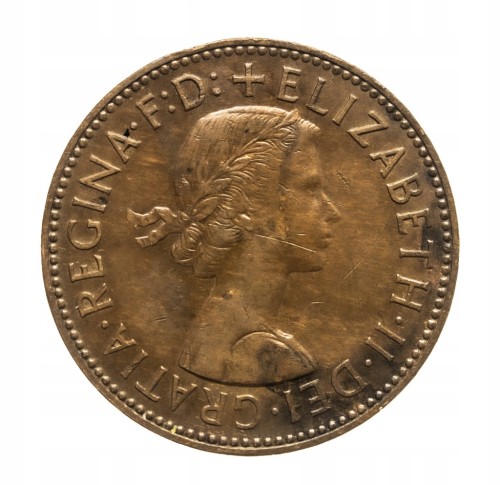 Wielka Brytania, Elżbieta II, 1/2 pensa 1958 rok.