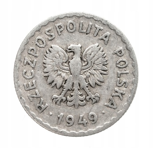 Polska, PRL, 1 złoty 1949 aluminium.