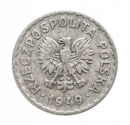 Polska, PRL, 1 złoty 1949 aluminium.