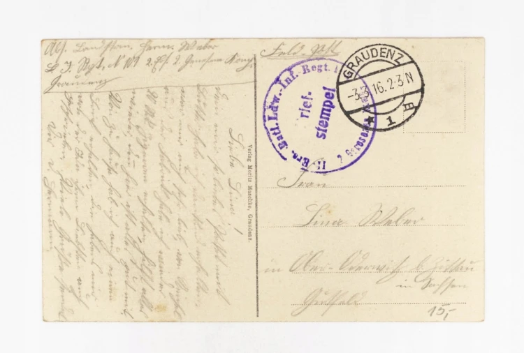 GRUDZIĄDZ - MOST NA WIŚLE, FELDPOST 1916