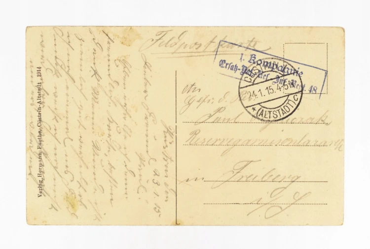 KOSTRZYN NAD ODRĄ - MOST NA ODRZE, STATEK KAISER WILHELM, FELDPOST 1915