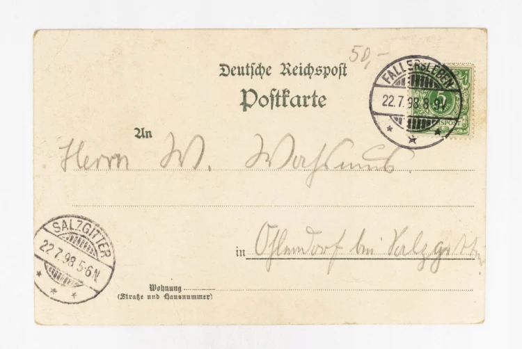 NIEMCY, FALLERSLEBEN (WOLFSBURG) - DWORZEC KOLEJOWY, POCZTA, CUKROWNIA 1898