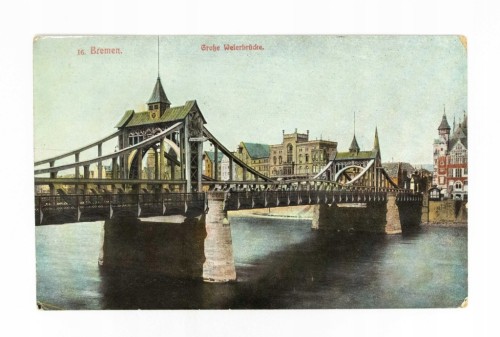 NIEMCY, BREMA - MOST NA RZECE WEZERA 1917
