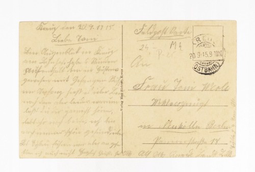 KRZYŻ WIELKOPOLSKI - DWORZEC KOLEJOWY, FELDPOST 1915