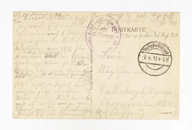 SKALMIERZYCE - DWORZEC KOLEJOWY, 107 PUŁK PIECHOTY, FELDPOST 1917