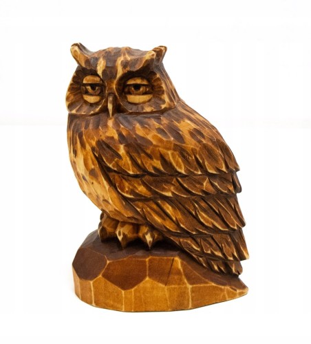 STARA DREWNIANA FIGURKA SYGNOWANA, SOWA 2016
