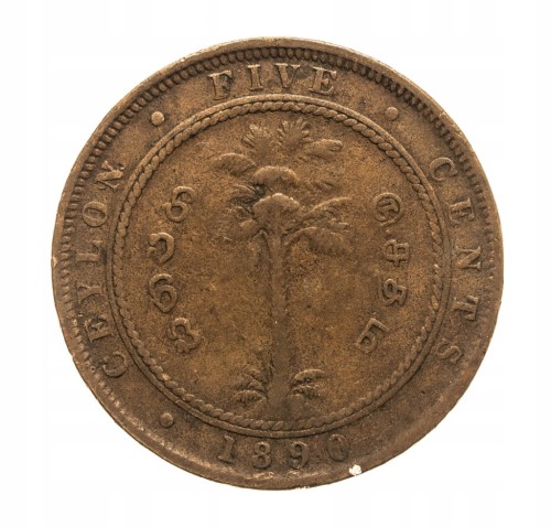 Cejlon, Wiktoria (1870 - 1901), 5 centów 1890 rok