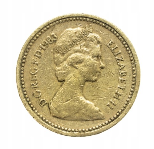 Wielka Brytania, Elżbieta II, 1 funt herb 1983 rok.