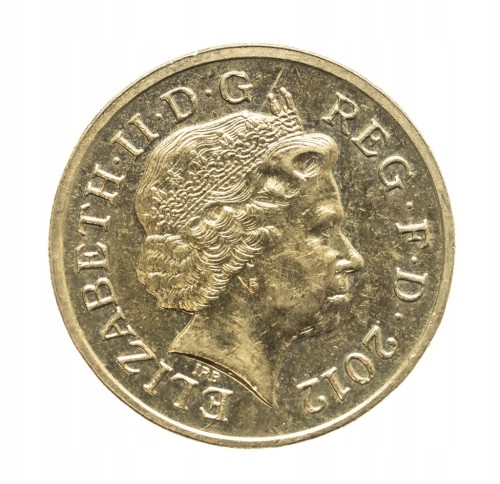 Wielka Brytania, Elżbieta II, 1 funt, herb, 2012 rok.