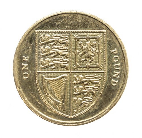 Wielka Brytania, Elżbieta II, 1 funt, herb, 2012 rok.