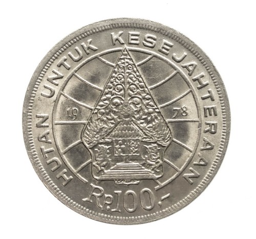 Indonezja 100 rupii Gospodarka leśna, 1978 rok.