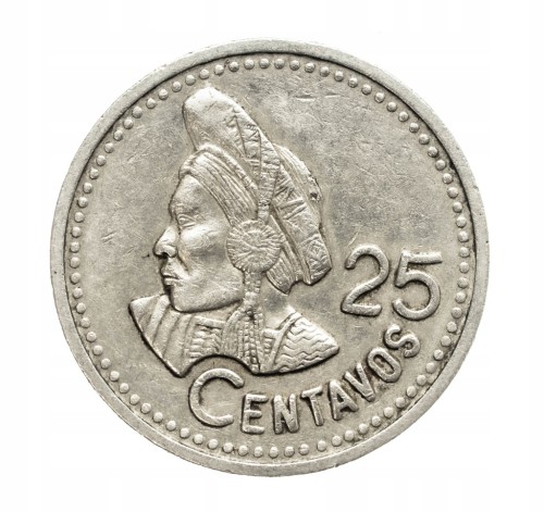 Guatemala, 25 centavos, 1997 rok.