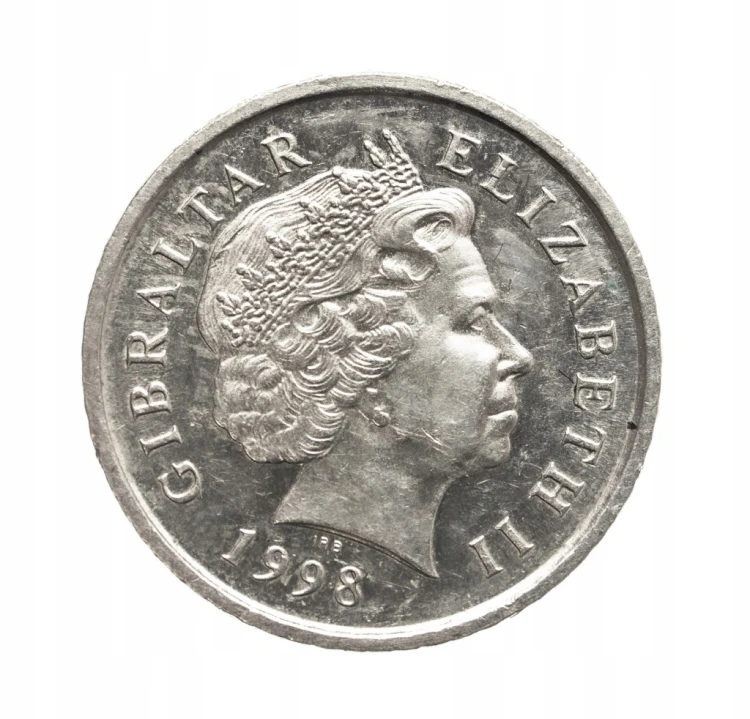 Wielka Brytania, Gibraltar, Elżbieta II, 5 pensów Małpa 1998 rok.