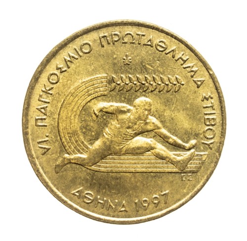 Grecja, 100 drachm 6. Mistrzostwa Świata w Lekkoatletyce, 1997 rok.