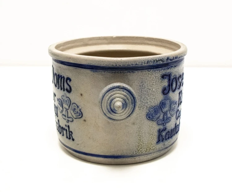 STARY CERAMICZNY POJEMNIK NA TABAKĘ, JÓZEF DOMS, RACIBÓRZ (RATIBOR)