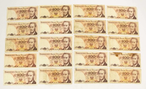 ZESTAW BANKNOTÓW PRL 100 ZŁ (NR 21)