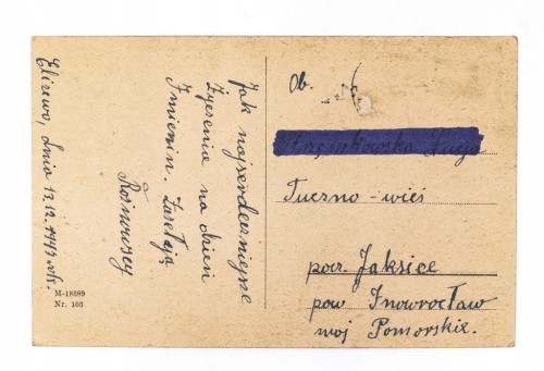STARA POCZTÓWKA IMIENINOWA - ELIZEWO / TUCZNO 1947