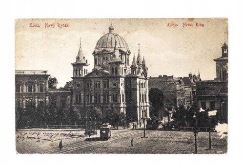 ŁÓDŹ - NOWY RYNEK, PLAC WOLNOŚCI, TRAMWAJ 1913