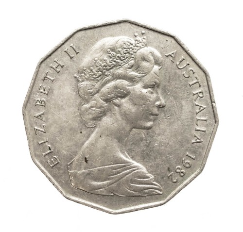Australia, Elżbieta II, 50 centów XII Igrzyska Wspólnoty Narodów, 1982 rok.