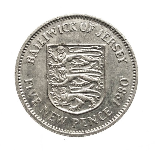 Jersey, Elżbieta II, 5 nowych pensów 1980 rok.