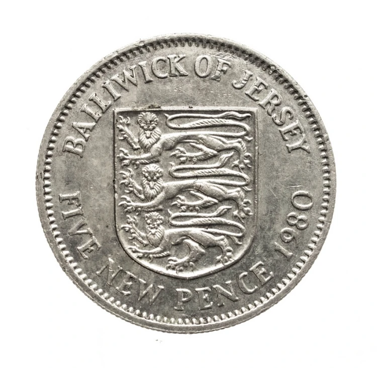 Jersey, Elżbieta II, 5 nowych pensów 1980 rok.