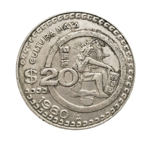 Meksyk, 20 peso, Mezoamerykański gracz w piłkę, 1980 rok.