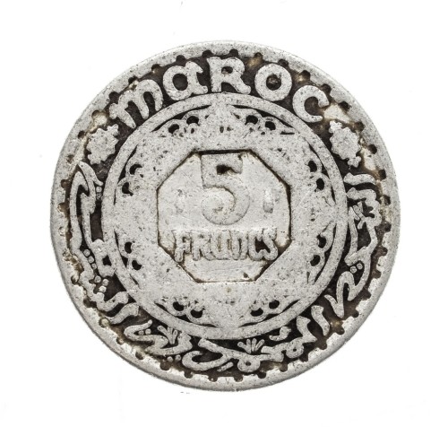 Maroko, Muhammad V, 5 franków, 1370 (1951) rok.