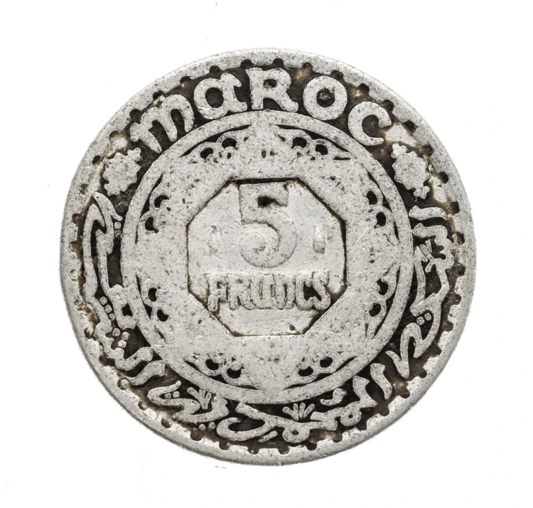 Maroko, Muhammad V, 5 franków, 1370 (1951) rok.