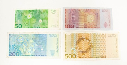 NORWEGIA, ZESTAW 4 BANKNOTÓW 2000-2012