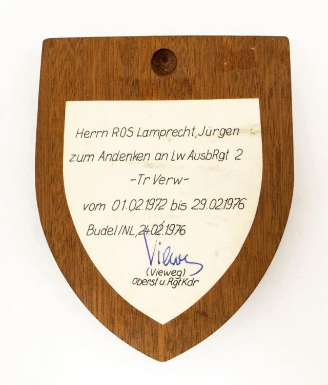 PLAKIETA SIŁY POWIETRZNE 2 REGIMENT, LUFTWAFFE BUNDESWEHRA 1976