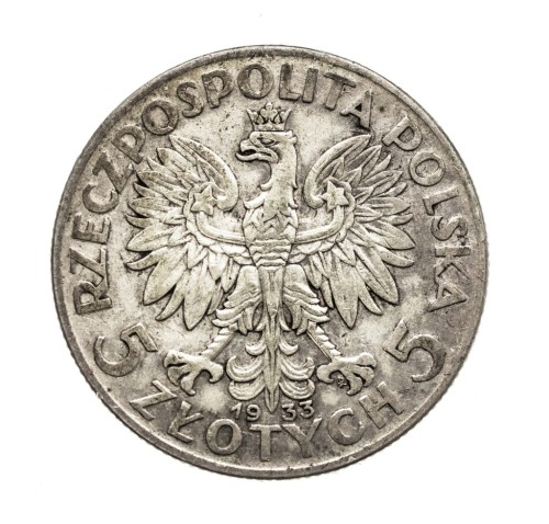 Polska, II Rzeczpospolita, 5 złotych 1933, Kobieta, Warszawa