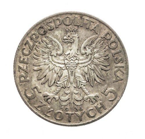 Polska, II Rzeczpospolita, 5 złotych 1934, Kobieta, Warszawa