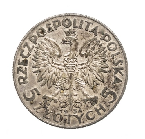 Polska, II Rzeczpospolita, 5 złotych 1934, Kobieta, Warszawa