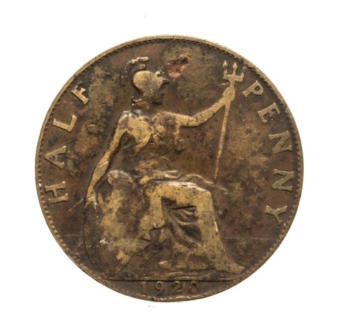 Wielka Brytania, Jerzy V, 1/2 penny, 1920 rok.
