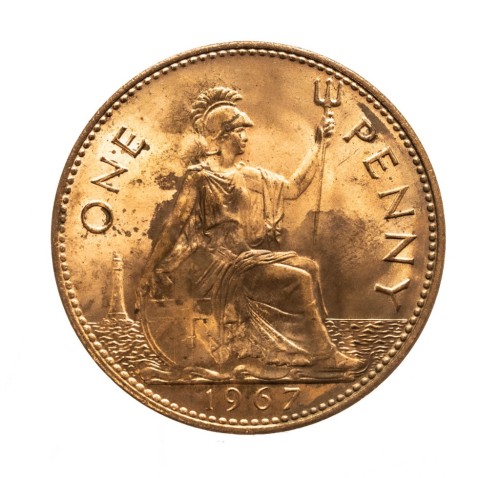 Wielka Brytania, Elżbieta II, 1 pens 1967 rok.
