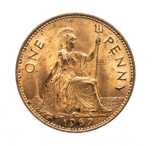 Wielka Brytania, Elżbieta II, 1 pens 1967 rok.