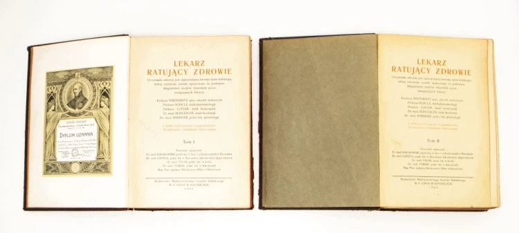 ZESTAW KSIĄŻEK LEKARZ RATUJĄCY ŻYCIE, TOMY I-II, KATOWICE 1929