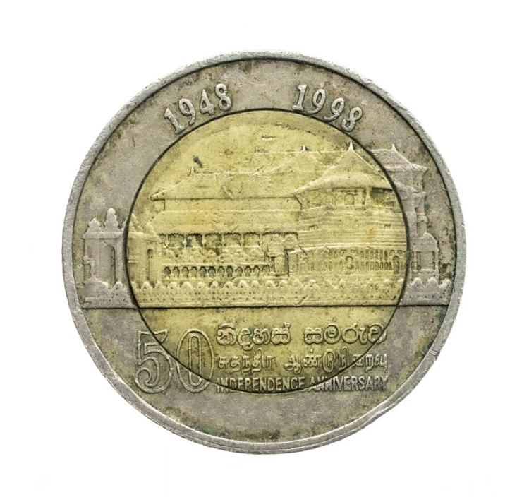 Sri Lanka, 10 rupii 50. rocznica Niepodległości, 1998 rok.