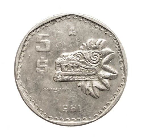Meksyk, 5 peso QUETZALCOATL, 1981 rok.