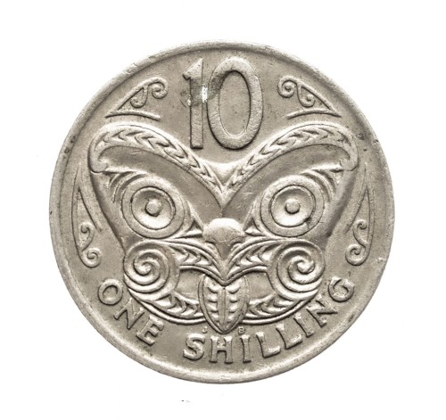 Nowa Zelandia,Elżbieta II, 10 centów Maska, 1969 rok.