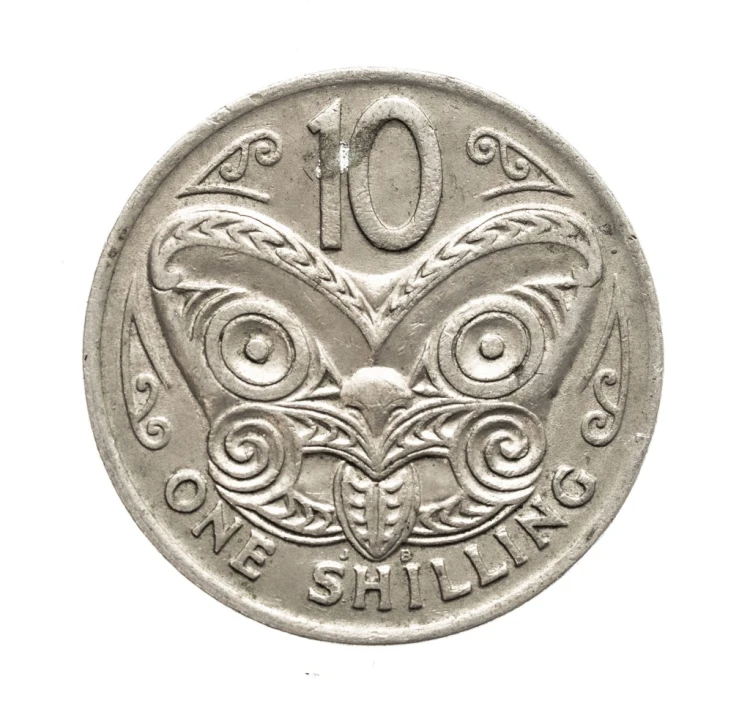 Nowa Zelandia,Elżbieta II, 10 centów Maska, 1969 rok.