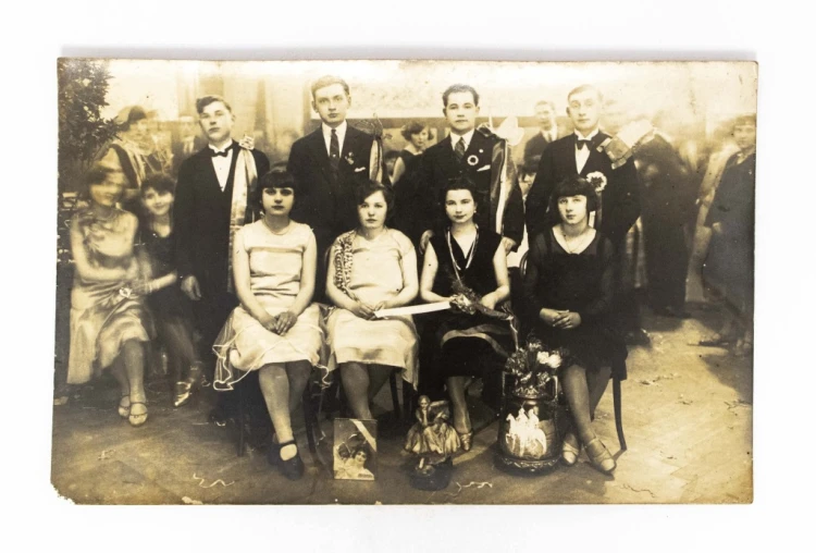 STARA FOTOGRAFIA - PAMIĄTKA Z ZABAWY, FOT. ALEKS TCHORZ, GNIEZNO 1930