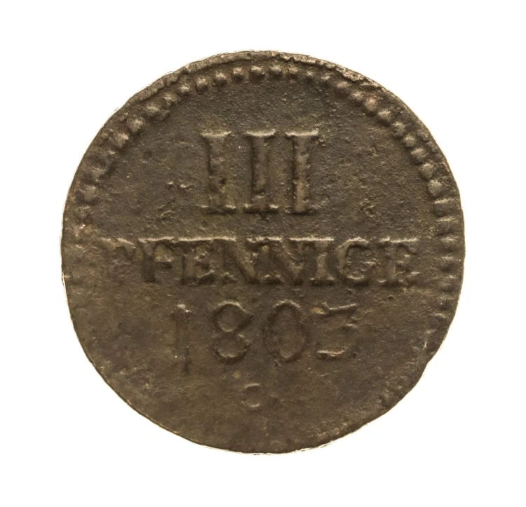 Niemcy, Saksonia, Fryderyk August I, 3 fenigi 1803 rok.
